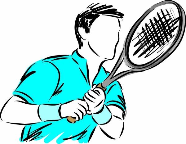 Tennis Speler Man Vectorillustratie — Stockvector