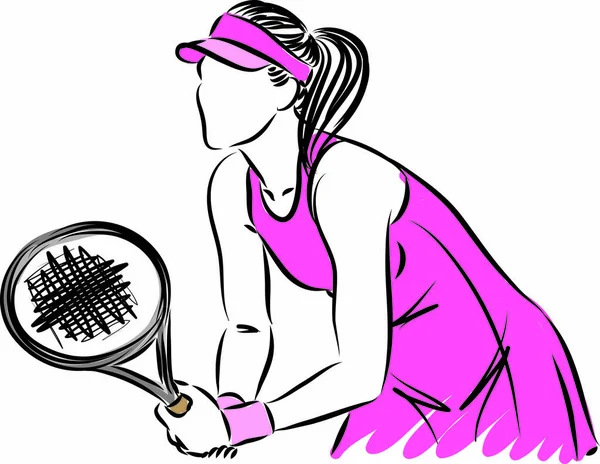 Kadın Tenis Oyuncu Vektör Çizim — Stok Vektör