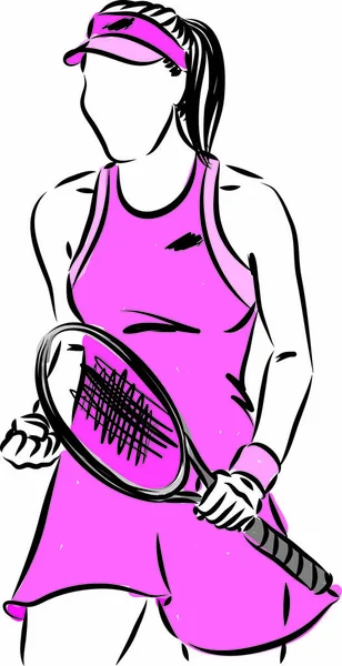 Pretty Tennis Player Winner Gesture Vector Illustration — Stockový vektor