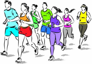 vektör illüstrasyonunu çalıştıran bir grup insan