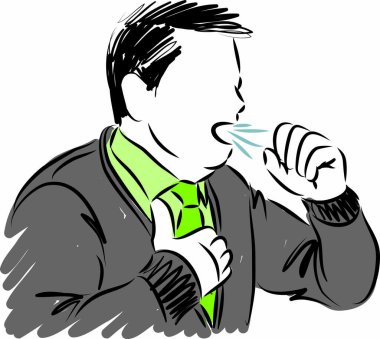 Öksürük sağlık sorunları olan adam vektör çizimi
