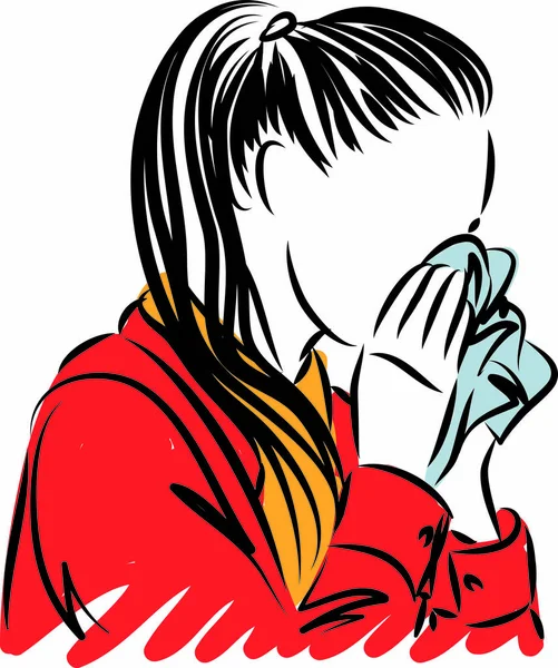 Concepto Prevención Sneezing Mujer Joven Ilustración Vectores — Vector de stock
