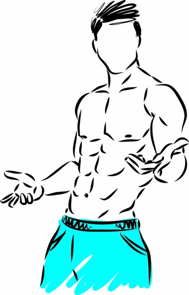 Fitness Homme Corps Muscles Gymnase Concept Vectoriel Illustration — Image vectorielle
