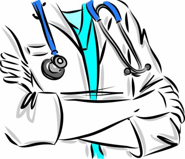 Steteskop tıbbi konsept vektör illüstrasyonlu doktor duruşu
