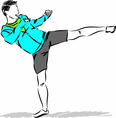 Man kick fitness vektör illüstrasyonu