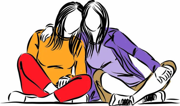 2人の女性の友情の概念図 — ストックベクタ