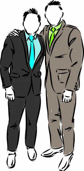 Deux Hommes Costumes Élégants Illustration Vectorielle — Image vectorielle