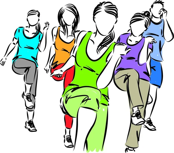 Grupo Personas Fitness Vector Ilustración — Vector de stock