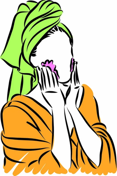 顔にクリームを塗る女スキンケアコンセプトベクトルイラスト — ストックベクタ
