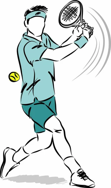 Jugador Tenis Hombre Swing Vector Ilustración — Archivo Imágenes Vectoriales
