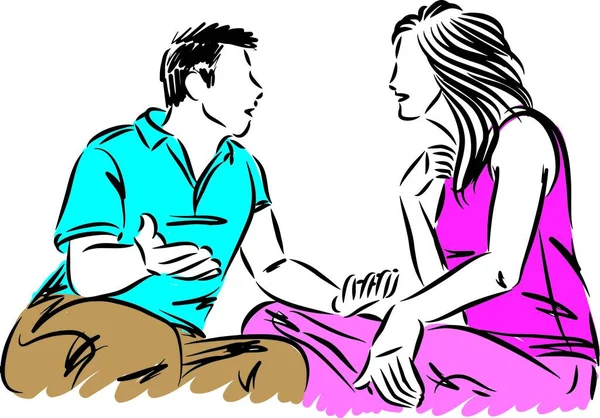 Paar Mann Und Frau Diskutieren Kampf Konversationsvektor Illustration — Stockvektor