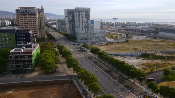 Barcelona, Spain - 25 September 2016: Diagonal Mar and Forum avenue area. — Stockvideo