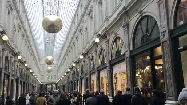 Bruxelles Galeries Royales Saint-Hubert Natale 2016 . — Video Stock