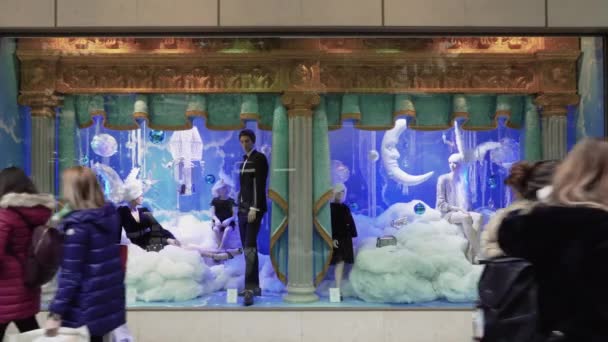 테살로니키 그리스 2019 성탄절 진열장 성탄절 2019 거리에 아티카 백화점 — 비디오