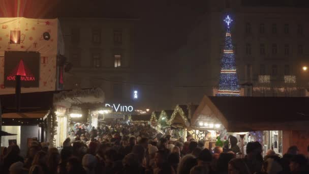 Budapest Hungría Diciembre 2019 Mercado Navidad Árbol Iluminado Plaza San — Vídeo de stock