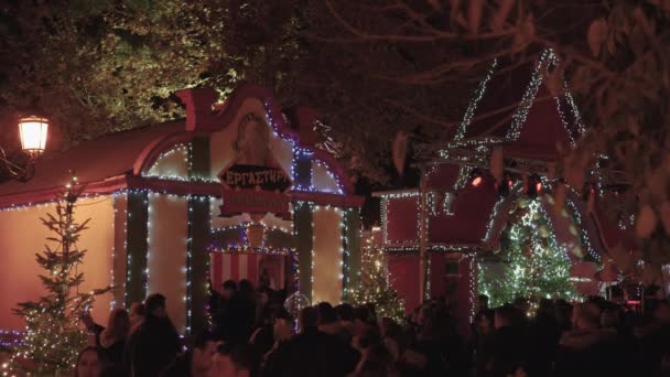 希腊塞萨洛尼基 2019年12月15日 亚里士多德广场的圣诞装饰 主城广场北部节日分期付款的夜景 — 图库视频影像