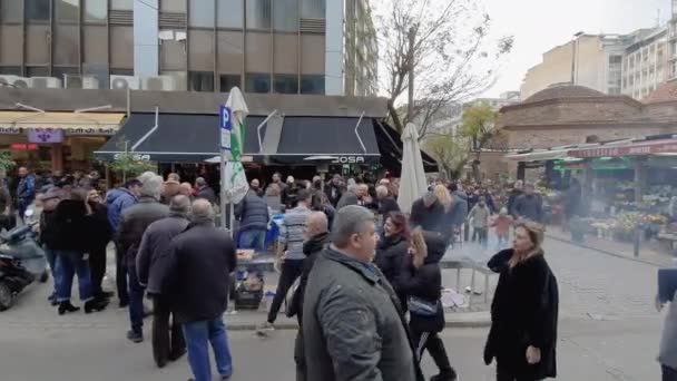 Tesalónica Grecia Diciembre 2019 Griegos Celebrando Con Barbacoa Ciudad Aire — Vídeos de Stock