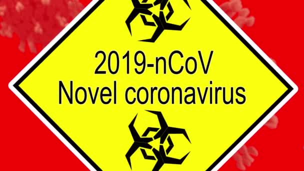 Концепция Вспышки Коронавируса Covid 2019 Ncov Соответствующим Названием Желтый Знак — стоковое видео