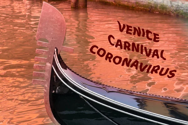 Veneza Itália Carnaval Coronavirus Covid Conceito Surto Mundial Uma Gôndola — Fotografia de Stock