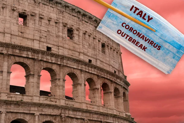 Roma Itália Coronavirus Covid Conceito Surto Mundial Chopsticks Segurando Uma — Fotografia de Stock