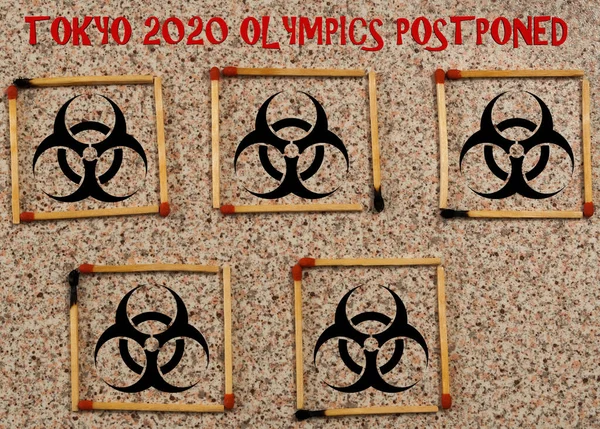 Jogos Olímpicos Tóquio 2020 Adiados Devido Conceito Coronavírus Vista Conceitual — Fotografia de Stock