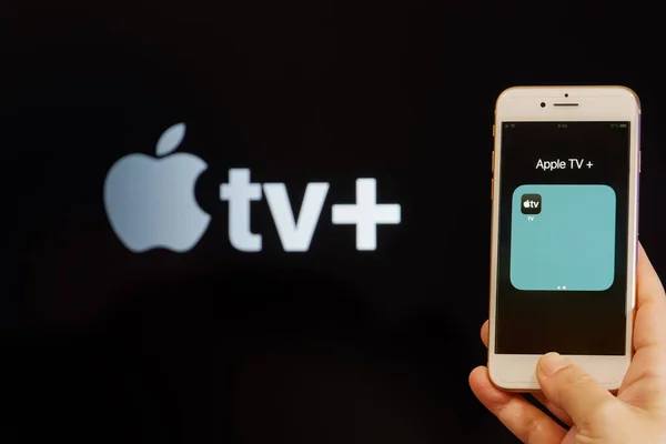 Tesalónica Grecia Marzo 2020 Concepto Proveedor Contenido Vod Apple Streaming —  Fotos de Stock