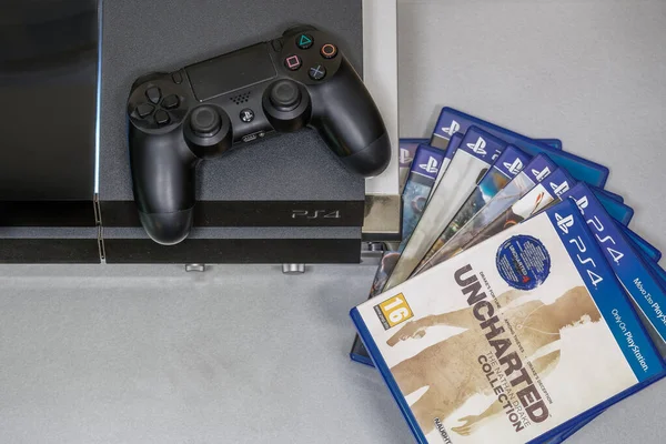 Thessaloniki Greece April 2020 Playstation Game Titles Next Device Top — Stock Photo, Image