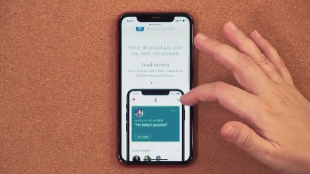 Paypal Web Sitesine Bakmak Için Cep Telefonu Kullanıyor Iphone Olan — Stok video