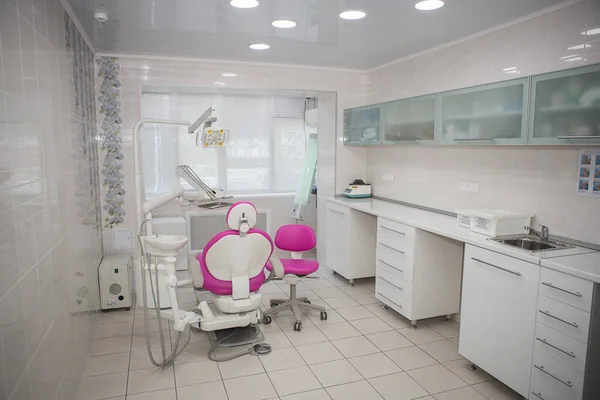 Interior of a dental office in a private clinic. Advanced medical equipment and tools for dental treatment and prosthetics