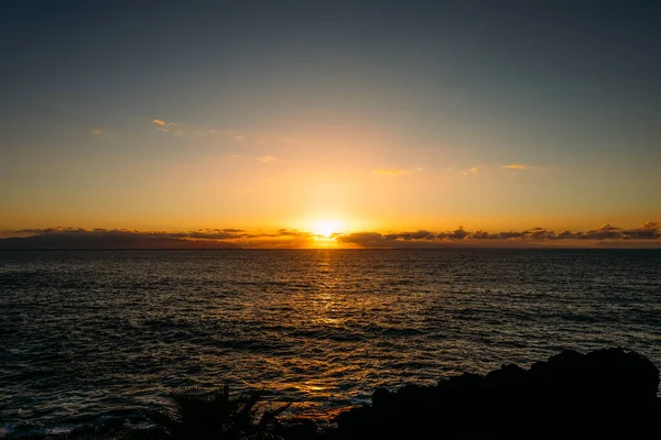 Sunset Ocean Tropical Island Sunny Evening Tenerife Background Color Gradient — Stock Photo, Image