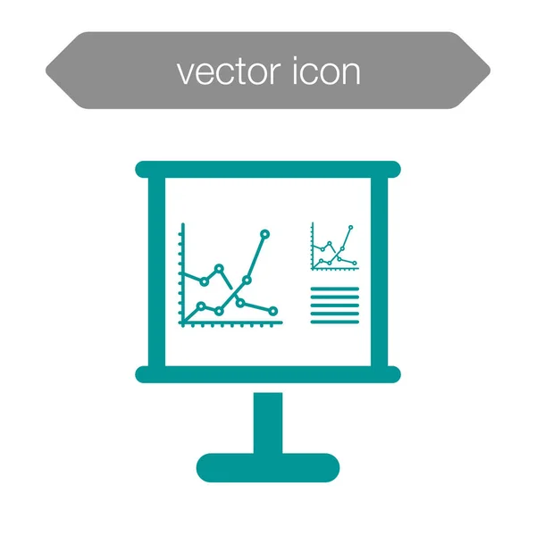 Gráfico no ícone da placa de apresentação — Vetor de Stock