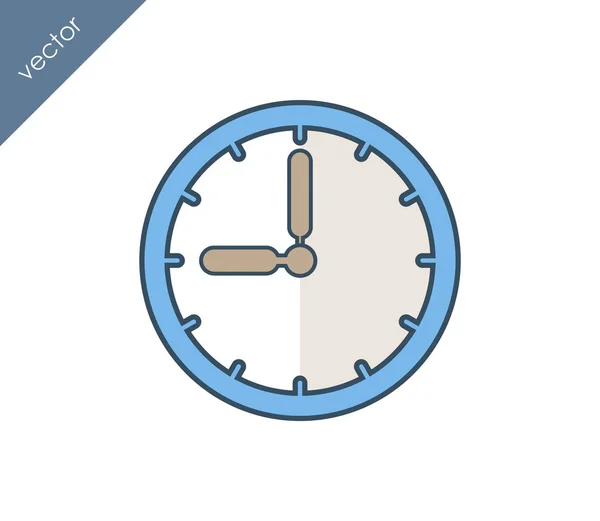 Nueve reloj icono plano — Vector de stock