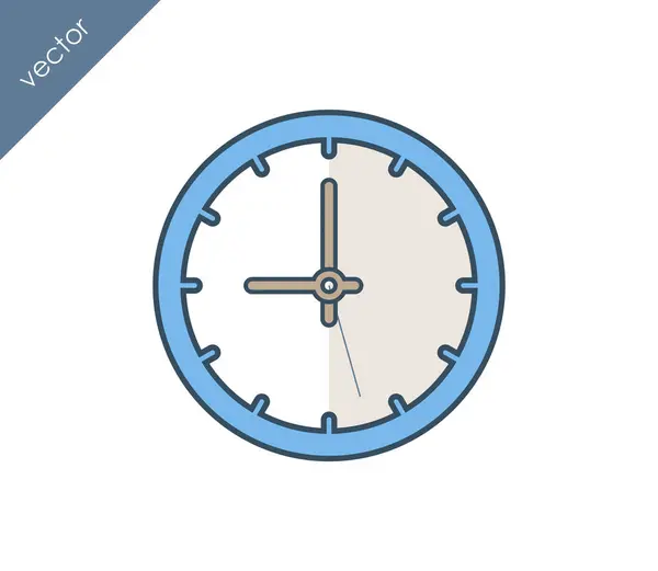 Nueve reloj icono plano — Archivo Imágenes Vectoriales