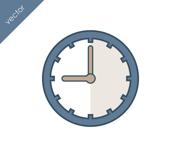 Nueve reloj icono plano — Vector de stock