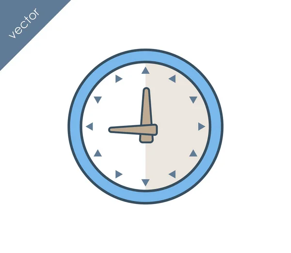 Nueve reloj icono plano — Vector de stock