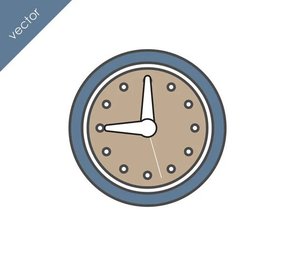 Nueve reloj icono plano — Archivo Imágenes Vectoriales