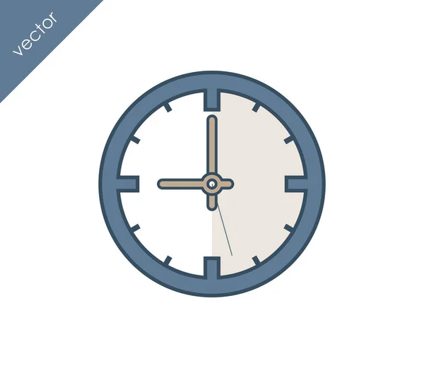 Nueve reloj icono plano — Vector de stock