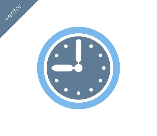 Nueve reloj icono plano — Vector de stock