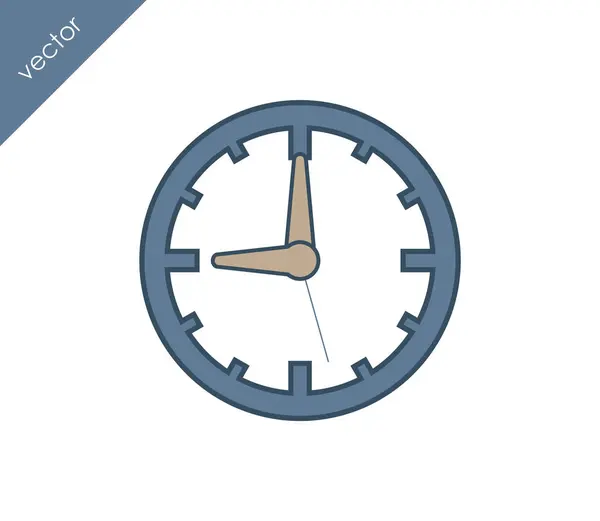 Nueve reloj icono plano — Vector de stock