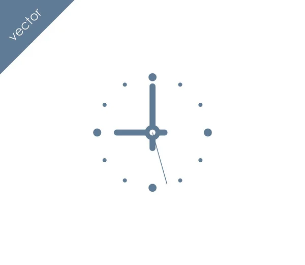 Nove Relógio ícone plano — Vetor de Stock