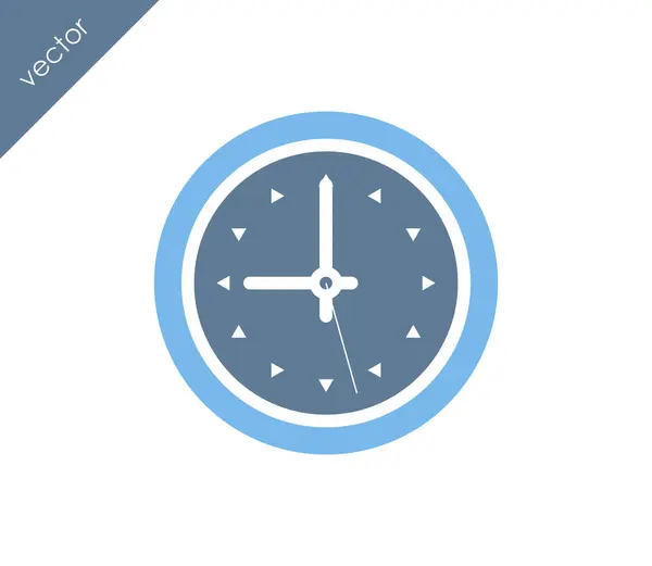 Nueve reloj icono plano — Vector de stock