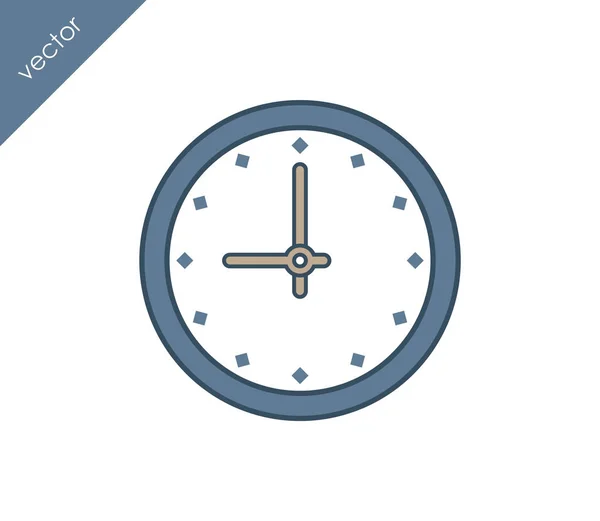 Nueve reloj icono plano — Archivo Imágenes Vectoriales
