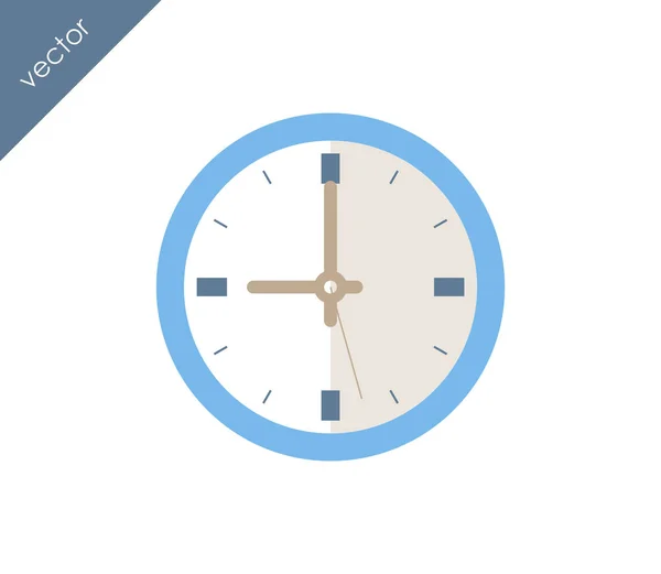 Nueve reloj icono plano — Vector de stock