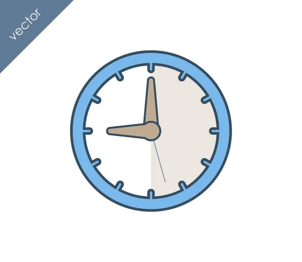 Nueve reloj icono plano — Vector de stock