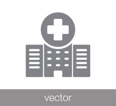 Hastane düz simgesi.