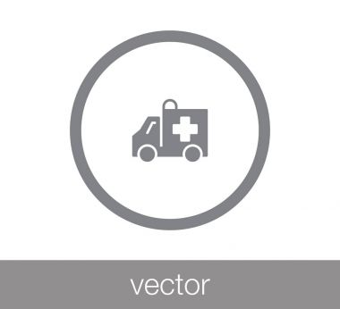 Ambulans düz simgesi.