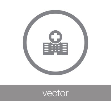 Hastane düz simgesi.