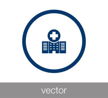 Hastane düz simgesi.