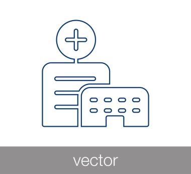 Hastane düz simgesi.