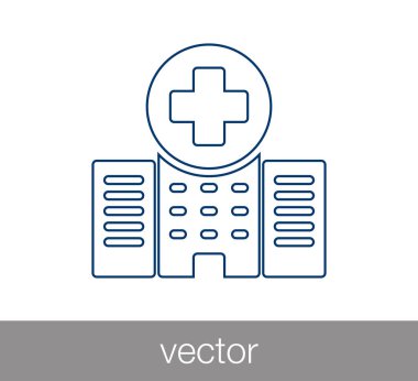 Hastane düz simgesi.